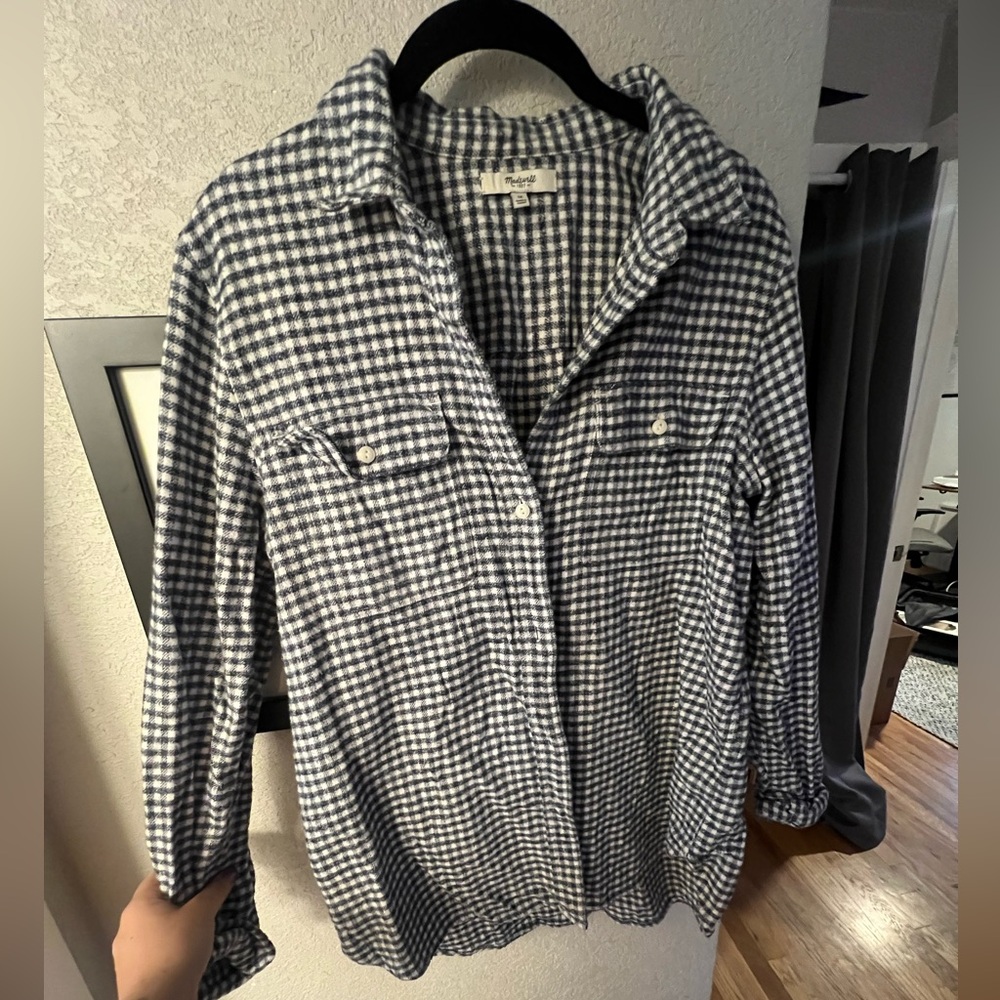 Madewell navy checkered flannel
